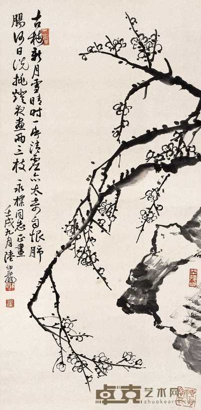 陆伯龙 古梅邨 立轴 32×67cm